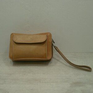 Vintage Piel Full-grain Cowhide Leather Wristlet Bag toiletry kit Accessory bag